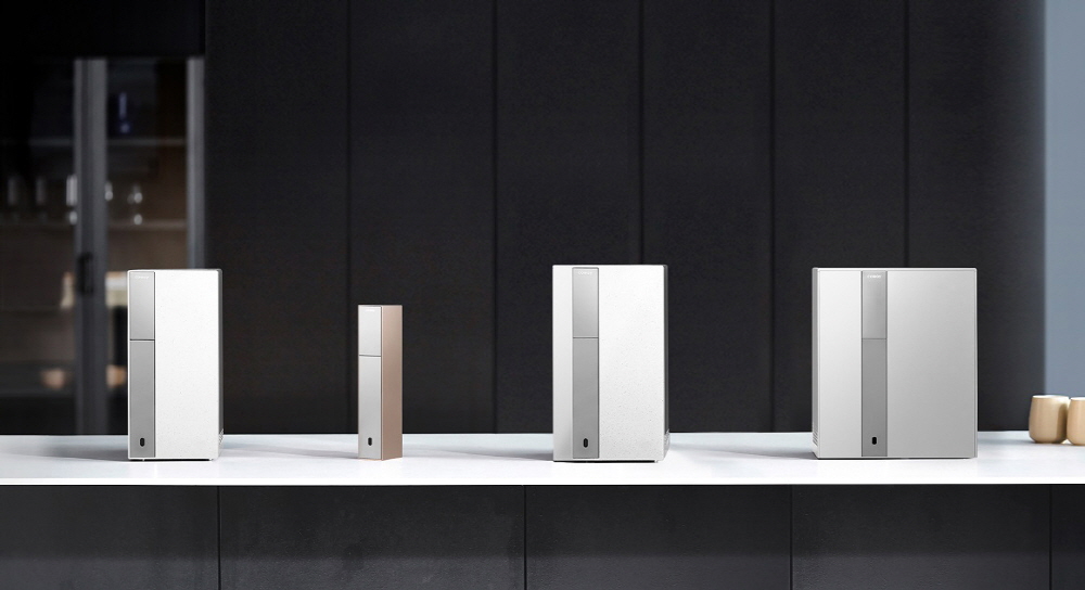 ▲코웨이 노블정수기 시리즈 4종.  (사진제공=코웨이)