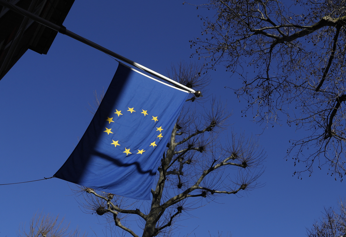▲유럽연합(EU) 대표 사무소 건물에 걸린 EU기 (AP뉴시스)