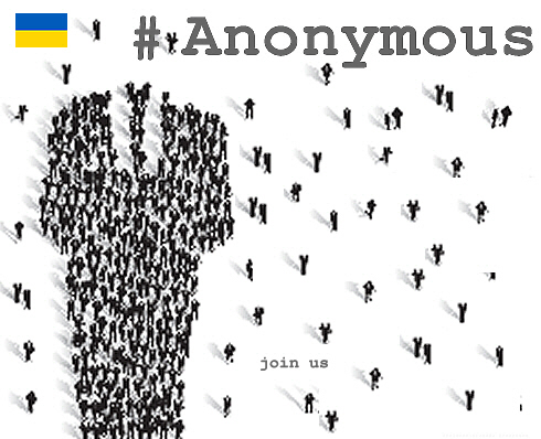 ▲국제 해킹그룹 어나니머스가 트위터에 우크라이나 연대를 상징하는 이미지를 공개했다. 출처 어나니머스 트위터
