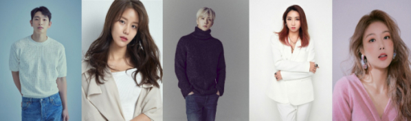 ▲정진운X신혜정X유빈X공민지X천둥(사진제공=각 소속사)