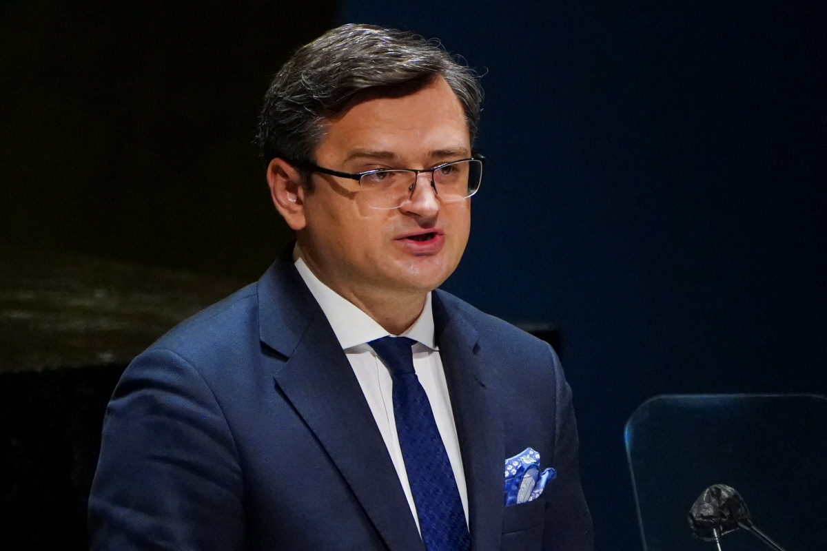 ▲드미트로 쿨레바 우크라이나 외무장관이 지난달 23일 유엔 안전보장이사회에서 연설하고 있다. 뉴욕/로이터연합뉴스
