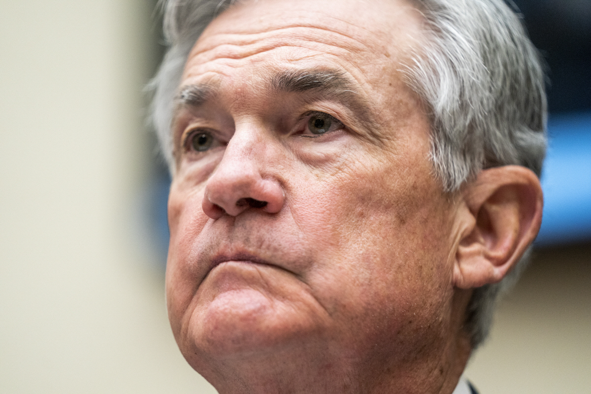 ▲제롬 파월 미국 연방준비제도(Fed·연준) 의장DL 2일(현지시간) 하원에 출석해 질문을 받고 있다. 워싱턴D.C./EPA연합뉴스
