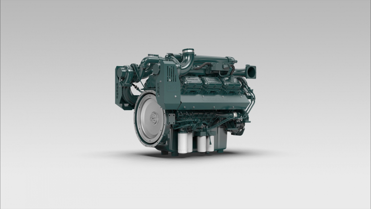 ▲현대두산인프라코어가 생산, 터키 발전기 제조사에 수출 예정인 22리터급 DX22엔진. (사진제공=현대두산인프라코어)