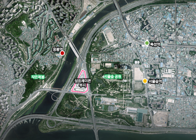 ▲서울 성동구 삼표레미콘 부지 위치도. (자료제공=서울시)