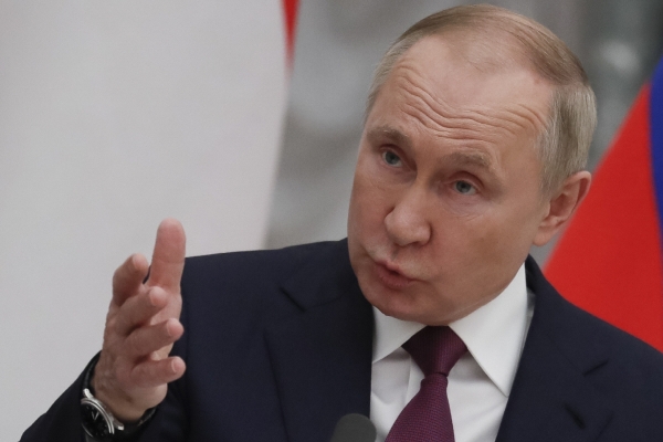 ▲블라디미르 푸틴 러시아 대통령이 지난달 1일 모스크바에서 기자회견을 하고 있다. 모스크바/AP뉴시스

