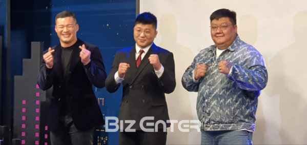 ▲'리얼파이트'에 출전하는 황인수(왼쪽부터), 권아솔, 김재훈 선수(비즈엔터DB)