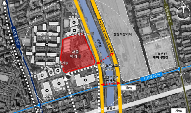 ▲서울 도봉구 창동 서울아레나 위치도. (자료제공=서울시)