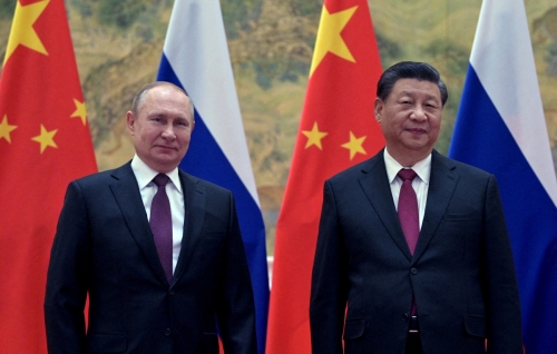 ▲블라디미르 푸틴 러시아 대통령과 시진핑 중국 국가주석이 2월 4일 베이징에서 만났다. 베이징/로이터연합뉴스

