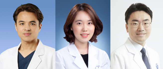 ▲사진 왼쪽부터 고려대구로병원 대장항문외과 강상희 교수, 고려대안암병원 소화기내과 임선영 교수, 차의과학대 간담췌외과 이성환 교수