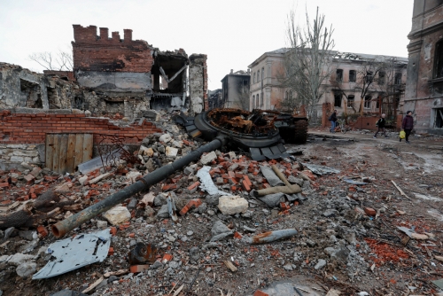 ▲우크라이나 남부 항구도시 마리우폴이 러시아군 공격으로 파괴됐다. 마리우폴/로이터연합뉴스
