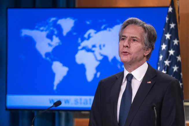 ▲토니 블링컨 미국 국무장관이 12일(현지시간) 워싱턴DC 국무부 청사에서 '2021 국가별 인권보고서' 발표 관련 기자회견을 하고 있다. 워싱턴/EPA연합뉴스