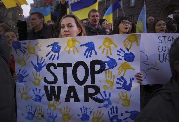 ▲러시아의 우크라이나 침공 반대 시위. (AP/뉴시스)
