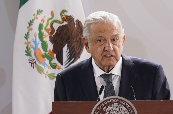 ▲안드레스 마누엘 로페스 오브라도르 멕시코 대통령이 17일 멕시코시티에서 연설하고 있다. 멕시코시티/AP뉴시스
