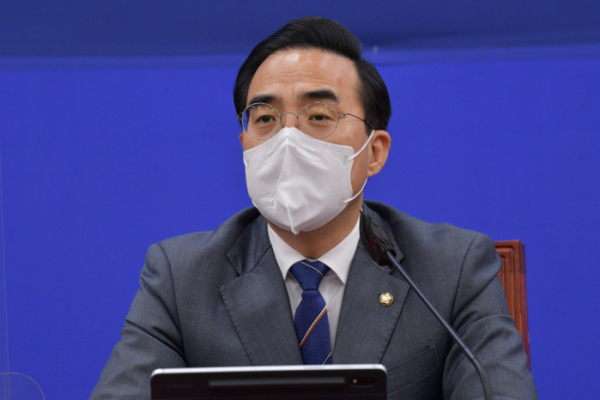 ▲더불어민주당 박홍근 원내대표가 28일 국회에서 열린 정책조정회의에서 발언하고 있다.  (국회사진기자단)