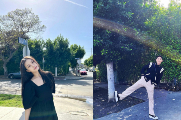 ▲비슷한 배경에서 사진을 찍은 듯한 고민시, 그레이의 열애설이 제기됐다.(사진=고민시, 그레이 인스타그램)