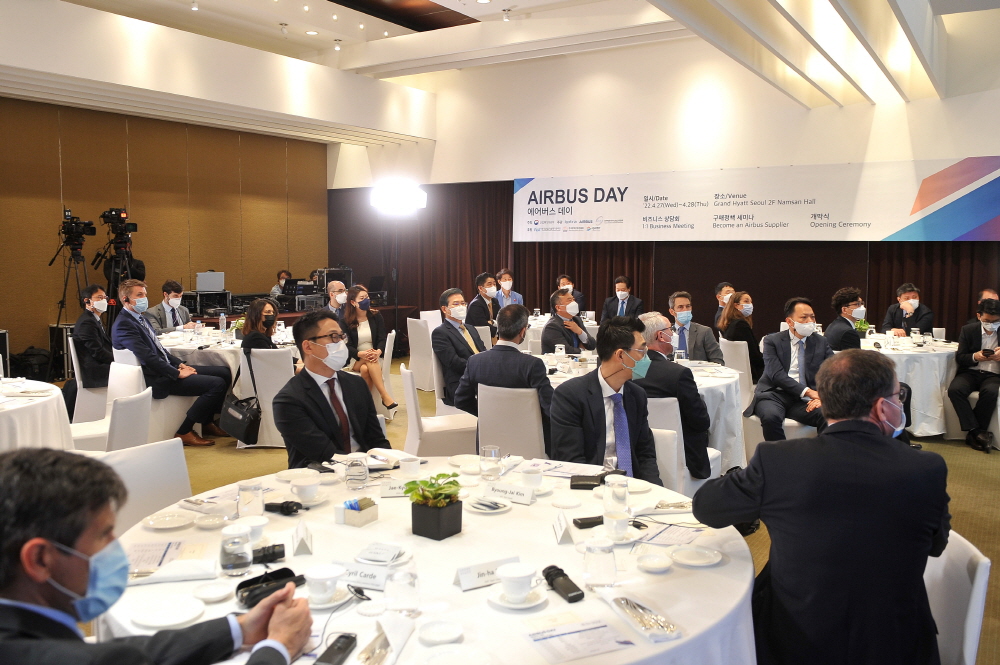 ▲지난달 27일 대한투자무역진흥공사(코트라)가 국내 최초로 개최한 ‘에어버스 데이(Airbus Day)’ 행사장 모습. (사진제공=코트라)