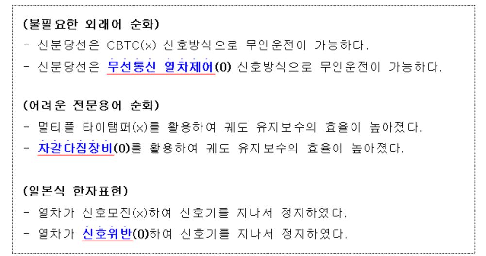 ▲외래어 순화 예시. (자료제공=국토교통부)