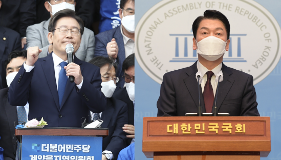 ▲이재명 더불어민주당 상임고문과 안철수 대통령직인수위원장 (연합뉴스)