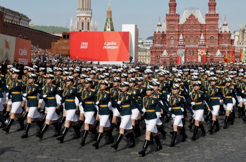 ▲러시아군이 제2차 세계대전 승리 기념일을 앞두고 7일(현지시간) 리허설을 하고 있다. 모스크바/로이터연합뉴스
