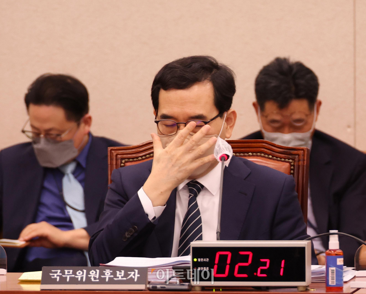 ▲이창양 산업통상자원부 장관 후보자가 9일 국회에서 열린 인사청문회에서 의원들의 질의를 듣고 있다. (국회사진취재단)