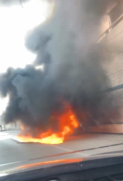 ▲동부간선도로서 발생한 BMW 차량 화재. (연합뉴스)
