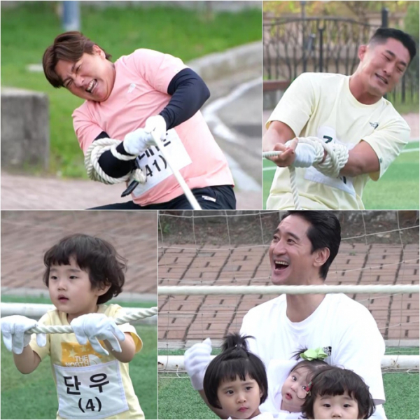 ▲'슈돌' 김태균 줄다리기(사진제공=KBS)