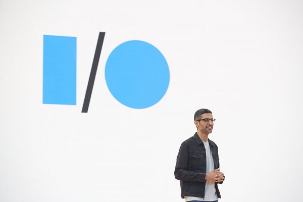 ▲순다르 피차이 구글 최고경영자(CEO)가 11일(현지시간) 연례 개발자 회의인 ‘구글 I/O 2022’에서 기조연설하고 있다. 사진제공 구글
