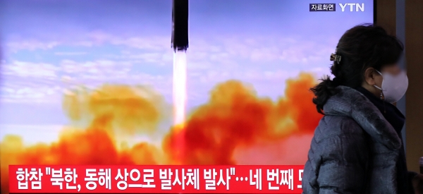 ▲(뉴시스) 지난 1월 북한 단거리 탄도미사일 발사 당시 관련 뉴스 화면

