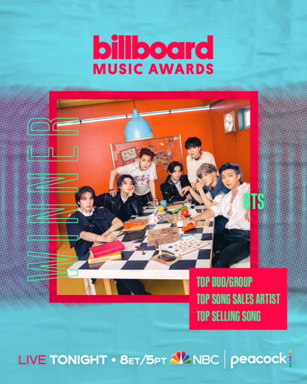 ▲방탄소년단 2022 빌보드 뮤직 어워드 수상(사진제공=Billboard Music Awards 2022)