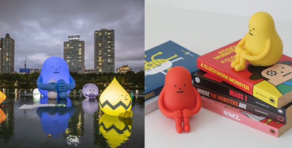 ▲석촌호수에서 진행한 '루나프로젝트'(왼쪽), (우) 스티키몬스터랩 피규어 'THE BAT'(사진제공=블리츠웨이)