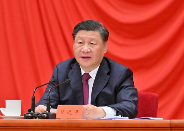 ▲시진핑 중국 국가주석이 10일 공산주의청년단(공청단) 100주년 기념식에서 연설하고 있다. 베이징/신화뉴시스
