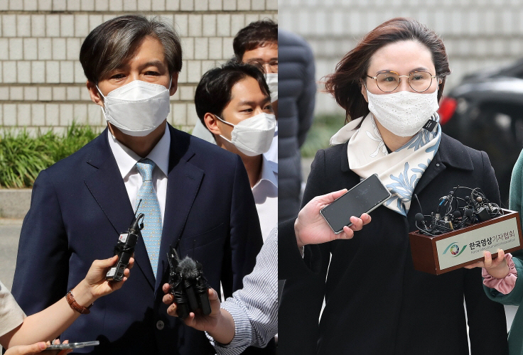 ▲조국 전 법무부장관(왼쪽)과 정경심 전 동양대 교수. (뉴시스)
