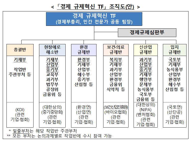 ▲경제 규제혁신 태스크포스(TF) 조직도. (자료제공=기획재정부)