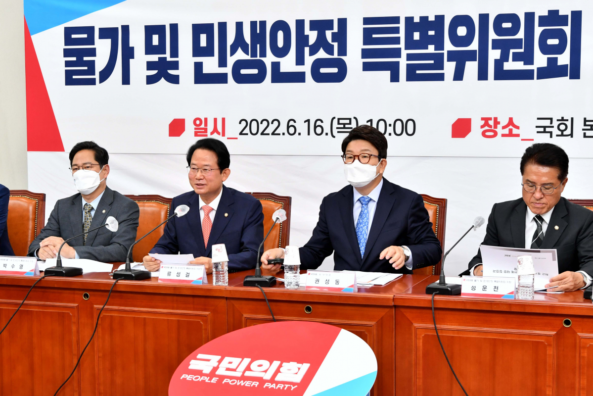 ▲[서울=뉴시스] 김선웅 기자 = 류성걸 국민의힘 물가 및 민생안정 특별위원회 위원장이 16일 서울 여의도 국회에서 열린 물가 및 민생안정 특별위원회 제1차 회의에서 발언하고 있다. (공동취재사진) 2022.06.16. photo@newsis.com