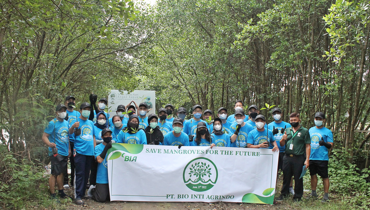 ▲포스코인터내셔널은 27일, 인도네시아에서 맹그로브 묘목 식재활동을 진행했다. (사진제공=포스코인터내셔널)