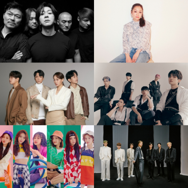 ▲YB, 박정현, 몽니(MONNI), 빅톤(VICTON), Weeekly(위클리), TAN(사진제공=각 소속사)