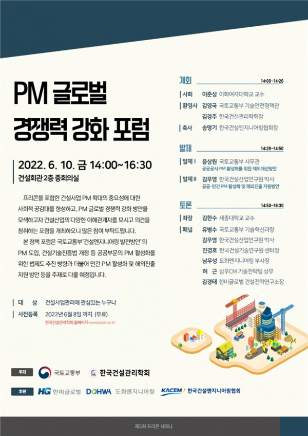 ▲PM 글로벌 경쟁력 강화 포럼 포스터 (자료제공=국토교통부)