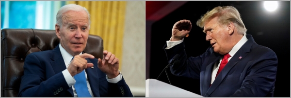 ▲조 바이든(왼쪽) 미국 대통령과 도널드 트럼프 미국 대통령. AP뉴시스
