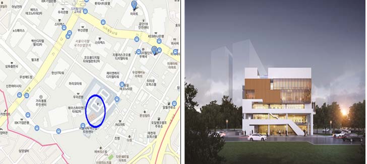 ▲구로디지털단지 '다목적 체육관’ 위치 및 조감도 (사진제공=구로구)