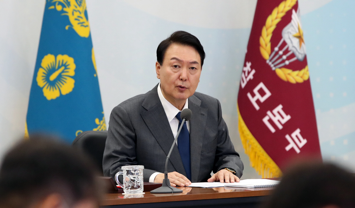 ▲윤석열 대통령이 6일 충남 계룡대에서 열린 전군 주요지휘관 회의에서 발언하고 있다.(뉴시스)