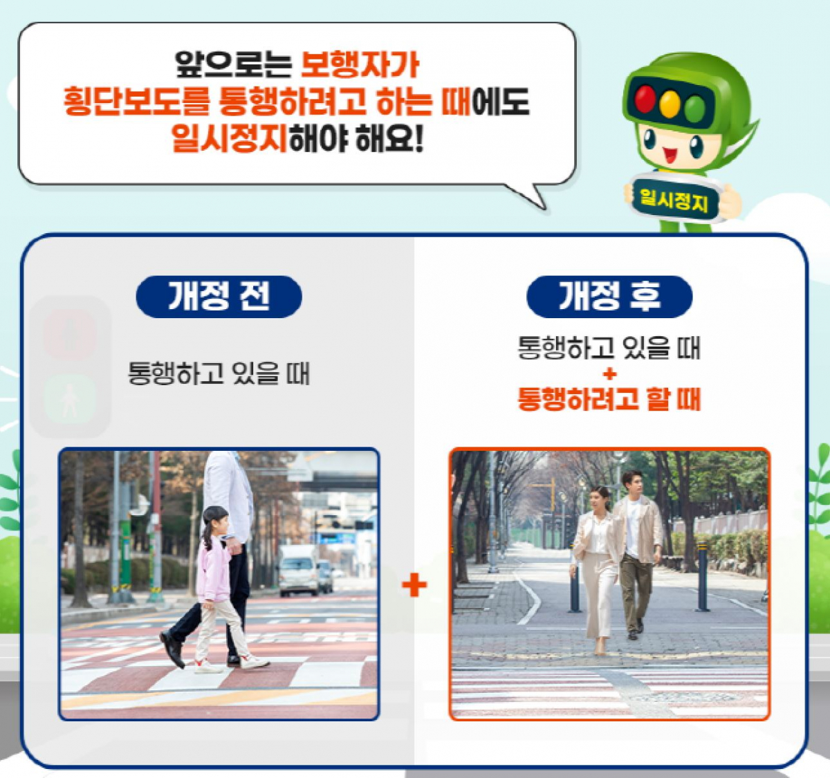 ▲12일부터 운전자의 보행자 보호 의무가 강화된다. (사진제공=도로교통공단)