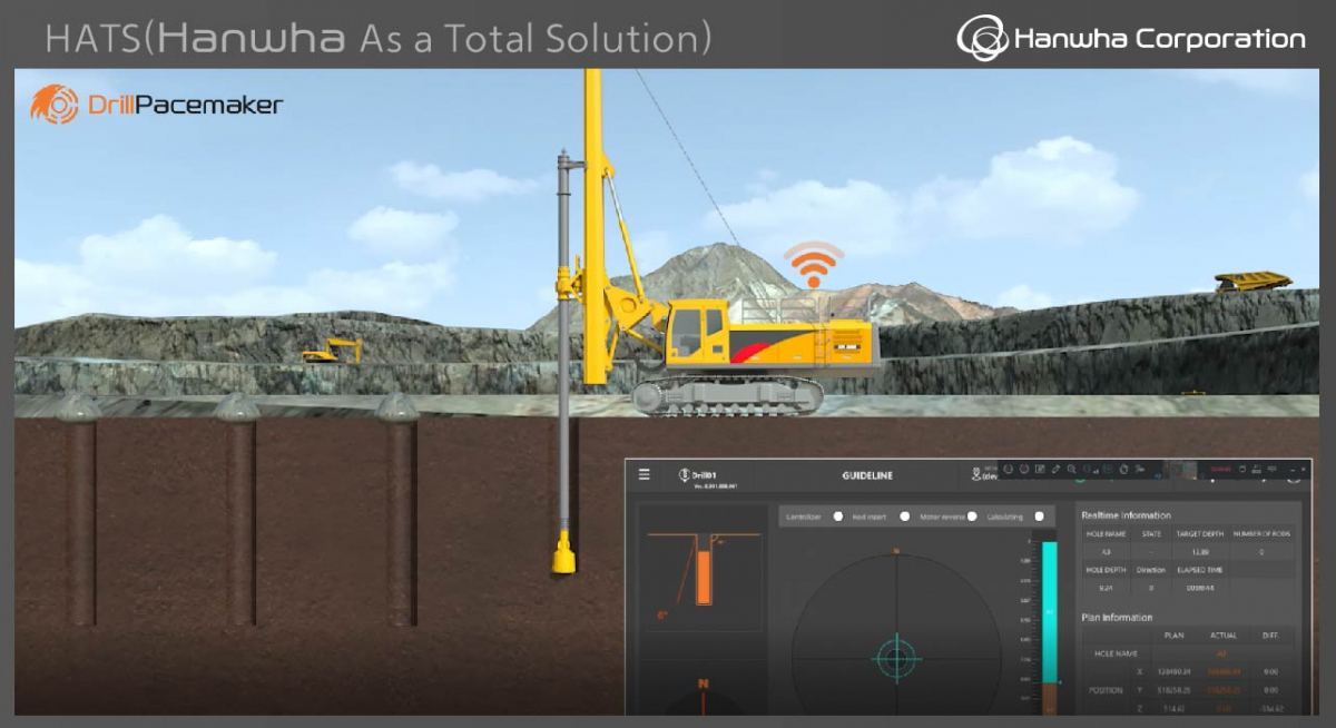 ▲HATS(Hanwha As a Total Solution) 솔루션 중 천공(Drilling) 모듈 화면. (사진제공=㈜한화)