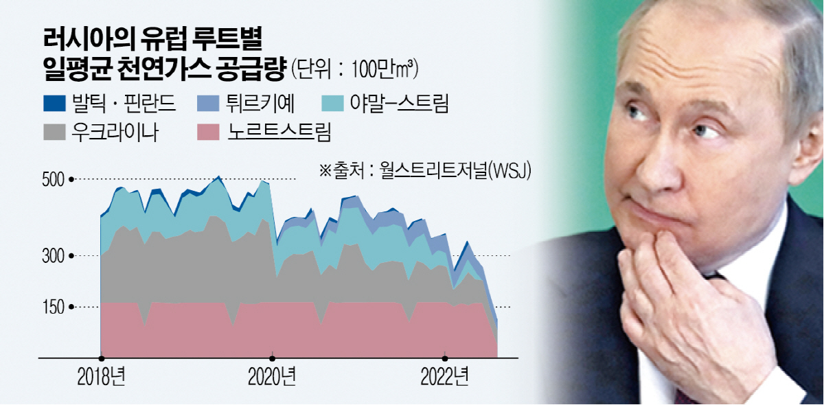▲블라디미르 푸틴 러시아 대통령이 지난달 10일 투르크메니스탄 대통령과 정상회담 후 공동기자 회견을 하고 있다. 모스크바/AP연합뉴스