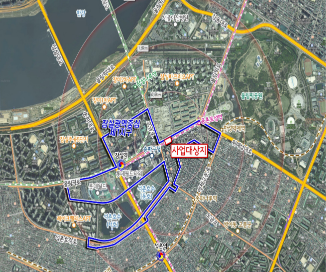 ▲잠실광역중심 제1지구 위치도. (자료제공=서울시)