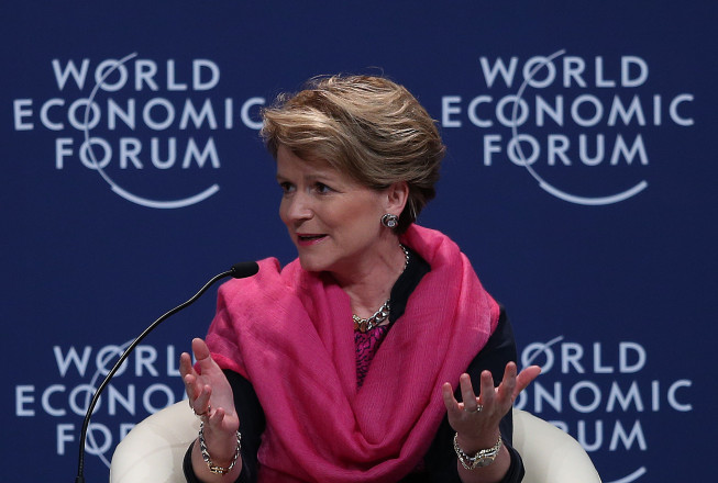 ▲마리-가브리엘 이나이헨-플라이슈 스위스 국가경제사무국(SECO) 국장. 톈진/신화뉴시스