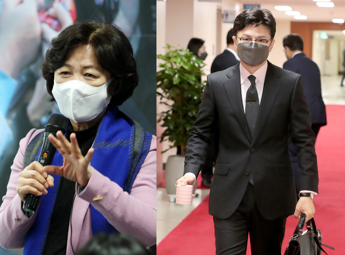 ▲(왼쪽부터) 추미애 전 법무부 장관, 한동훈 법무부 장관 (뉴시스)