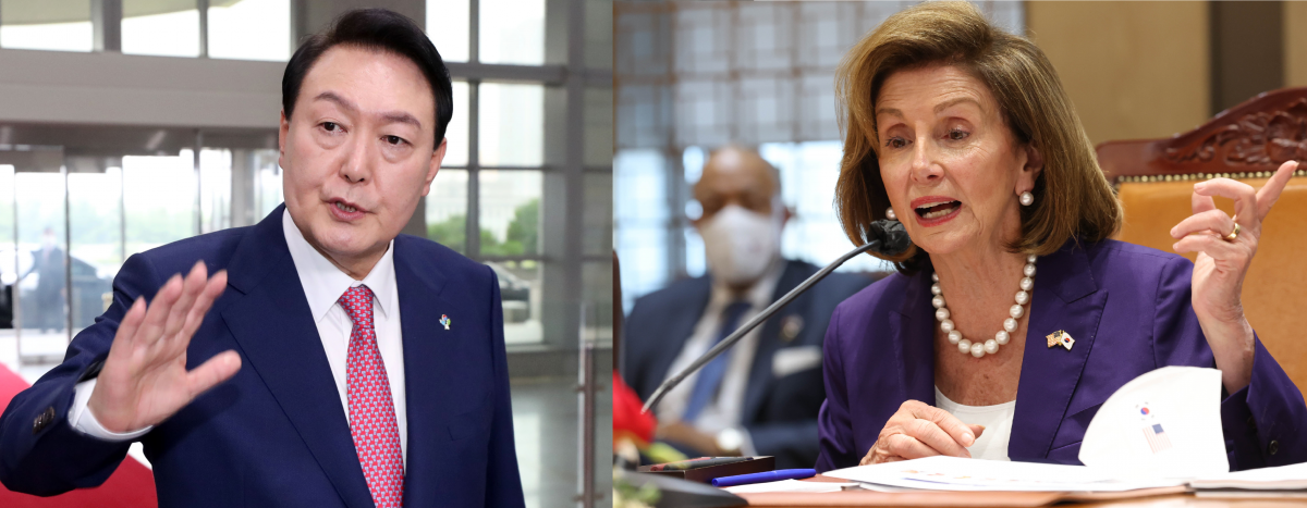 ▲윤석열 대통령과 낸시 펠로시 미국 하원의장 (용산 대통령실 제공, 국회사진기자단)