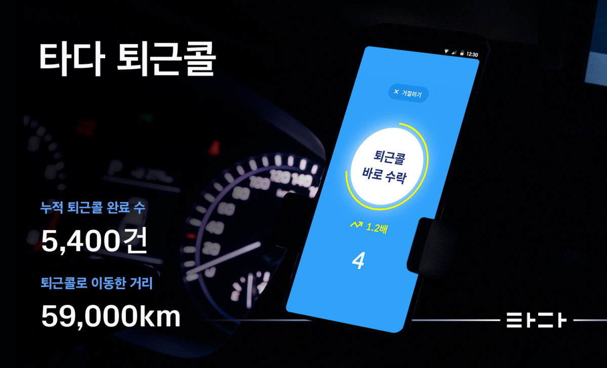 ▲지난 5월 도입된 타다의 '퇴근콜' 기능을 통해 총 5400건의 심야 택시 승차가 추가로 발생했다. (사진제공=타다)