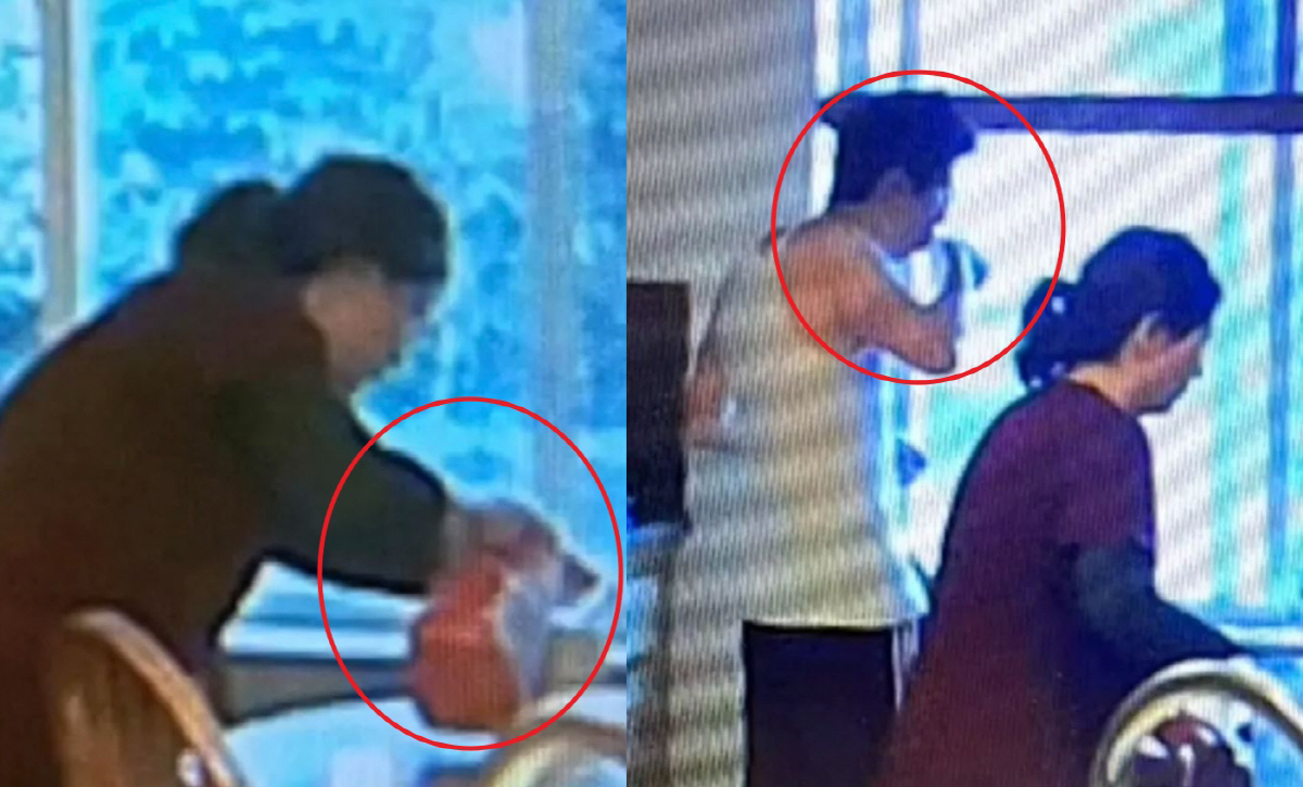 ▲에밀리가 레모네이드에 세정액을 타는 모습과 첸이 이를 마시는 모습. (출처= 트위터)
