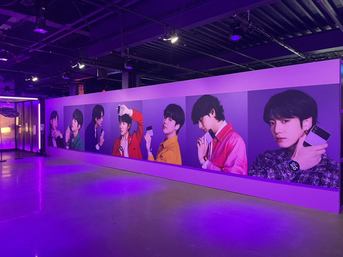 ▲체험존 끝에는 BTS가 벽면 전체를 자리잡고 있다. 이와 함께 ‘크리에이터 라운지’(Creators Lounge)가 마련됐다. (강태우 기자 burning@)